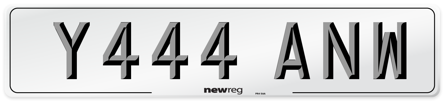 Y444 ANW Number Plate from New Reg